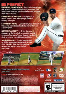 Major League Baseball 2K12 box cover back